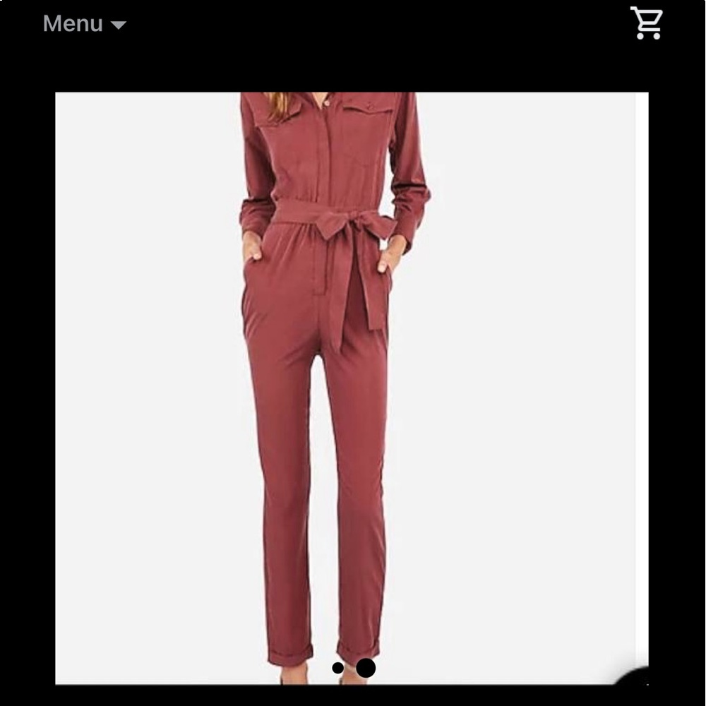 Express mauve Long sleeve belted utility jump suit.